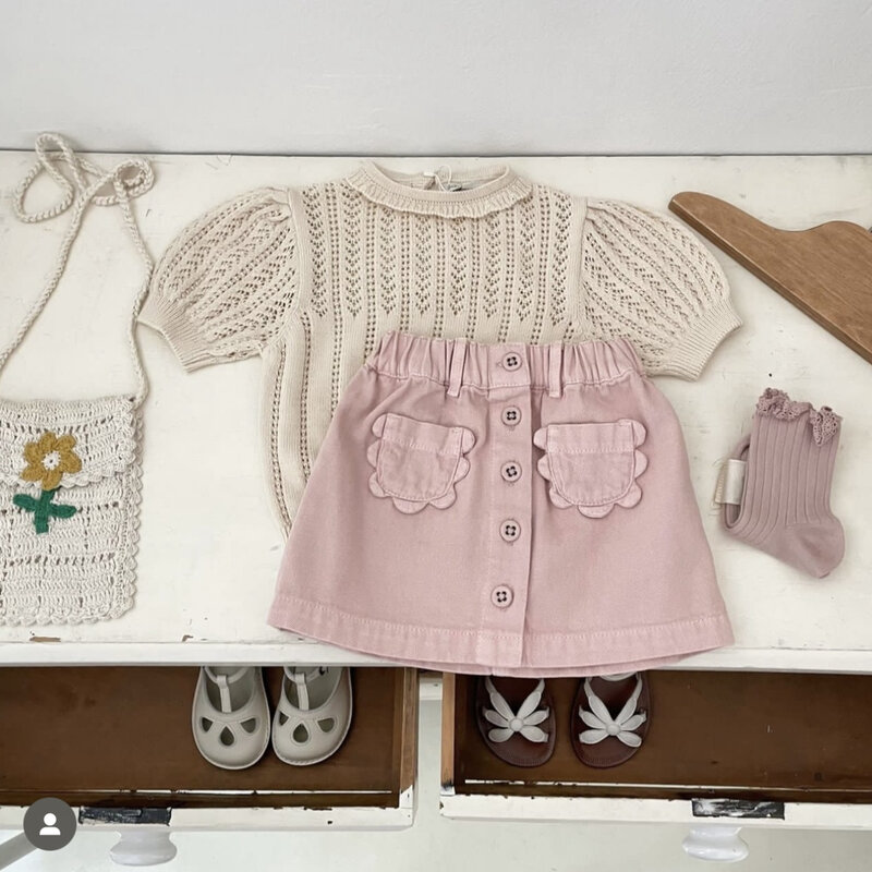 Falda corta para niño y niña, pantalón corto de algodón, lateral, primavera y verano, novedad de 2024