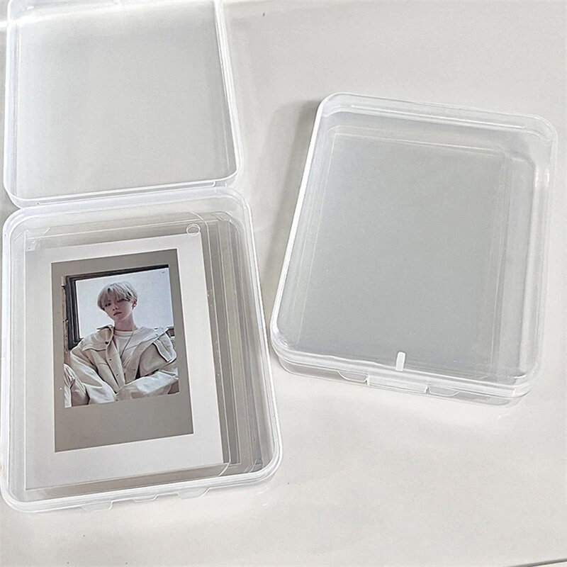 INS Transparent Plastic Storage Box Kpop Photocard Storage Box Photo Card Collection Organizer Box School Stationery