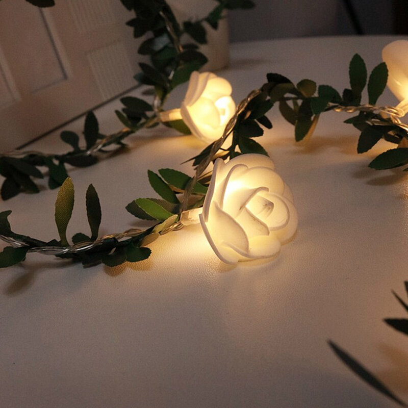10/20/40leds rose vine led fairy string lights สำหรับงานแต่งงานวันวาเลนไทน์งานปาร์ตี้ garland decor แบตเตอรี่ powered