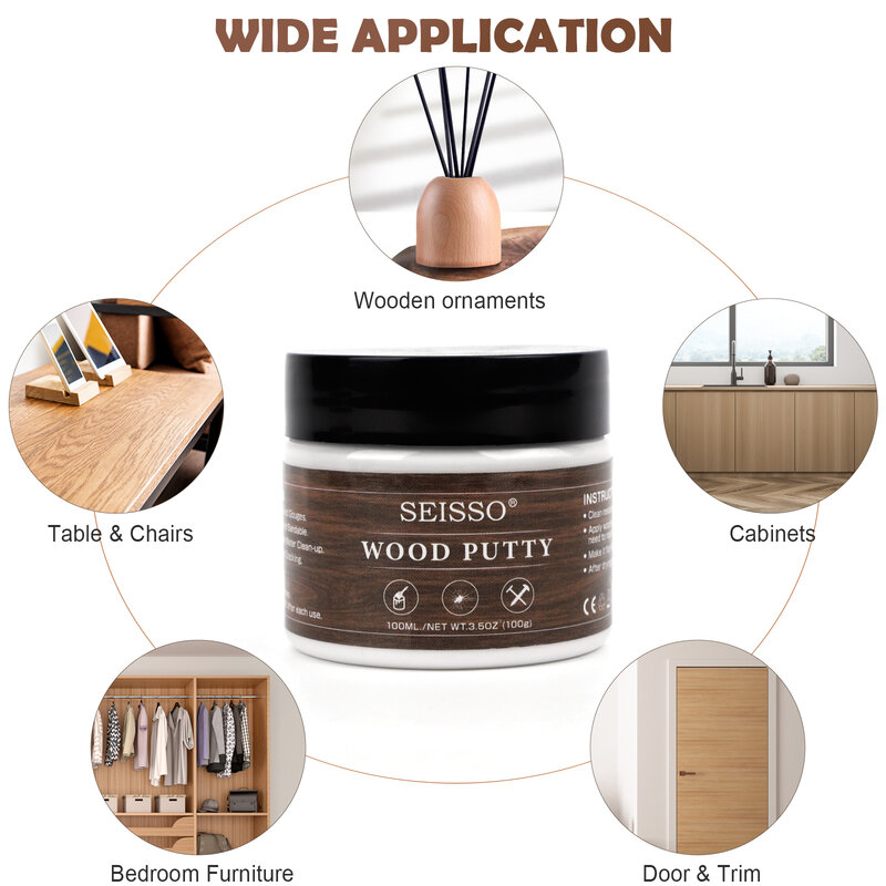 Water-Based Wood Putty 100g for Damaged Wood Repair and Patch can be Dyed and Dried Quickly