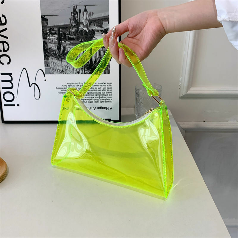 Neue trend ige Achsel tasche im koreanischen Stil, transparente Umhängetasche, modische und einfache Strand tasche aus Gelee für Frauen