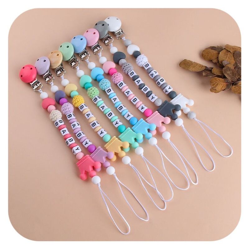 Durable Smooth Nipple Chew Toy Baby Chain Silicone Pacifier Toddler Teether Pacifier Clip