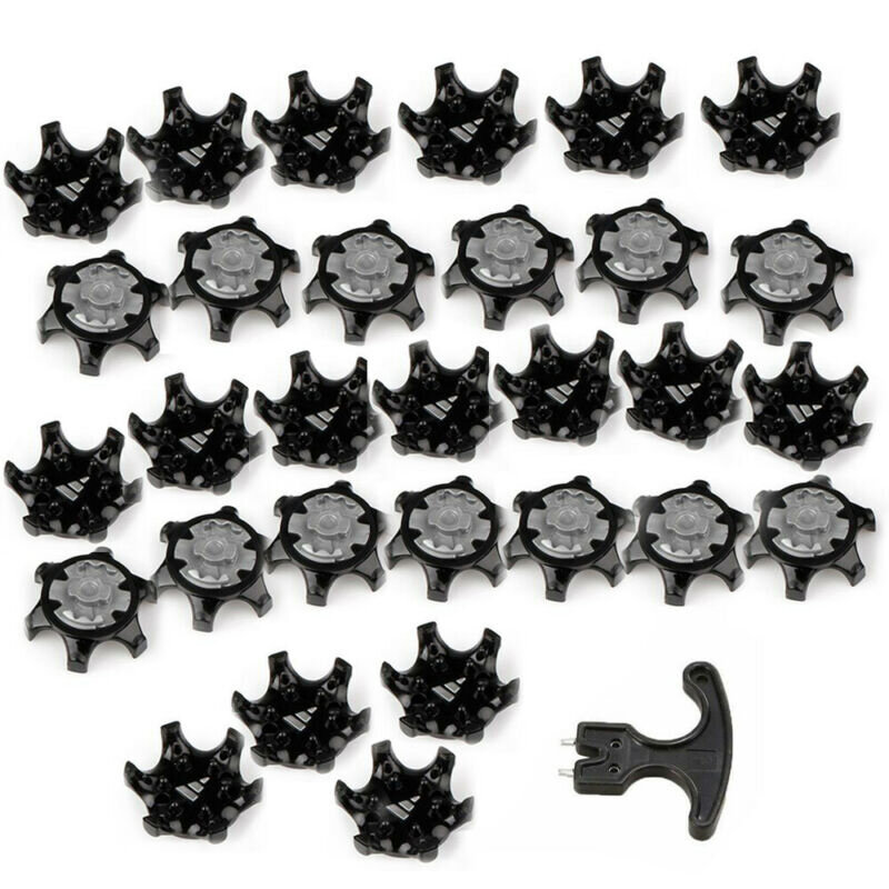 30PCS Golf Shoe Spikes Replace Clamp Cleat Screw-In Removal Tools 2.9x1.2cm Plastic Black Soft Durometer TPU Golf Accesseries