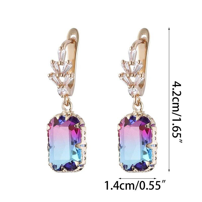 N58F Gemstone Earrings Birthstone Dangle Earrings Tourmaline Pendant Zircon Earring Hypoallergenic for Women Valentine Gift