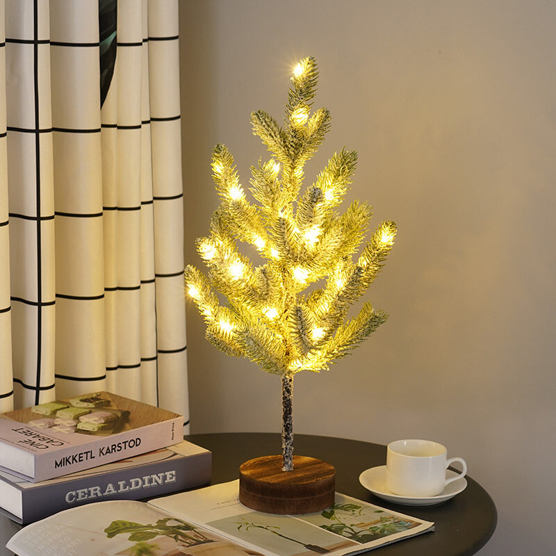 Árbol de Navidad de 60cm, decoración de Festival, luz de mesa de escritorio, 8 modos, regalos, suministros de fiesta para el hogar, Año Nuevo, novedad