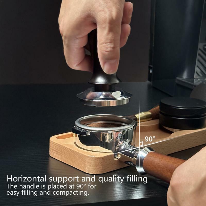 51/58mm Coffee Tamper Holder Coffee Handle Cloth Powder Wood Base Storage Tray Espresso Coffee Accessory Barista Utensil Kitchen