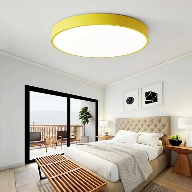 Modern LED Ceiling Light Creative Minimalist Circular Macaron Home Light Living Room Dining Room Bedroom Study Decoration Light