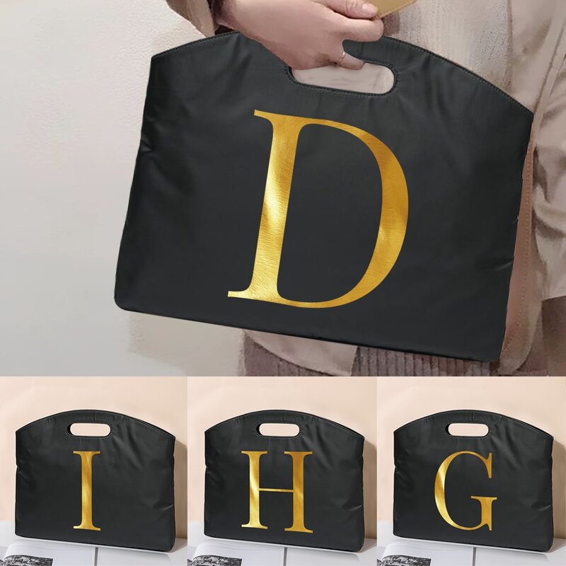 2022 Business Briefcase Laptop Protection Case A~Z Letter Printed Office Totes Conference Document Organizer Portable Handbags