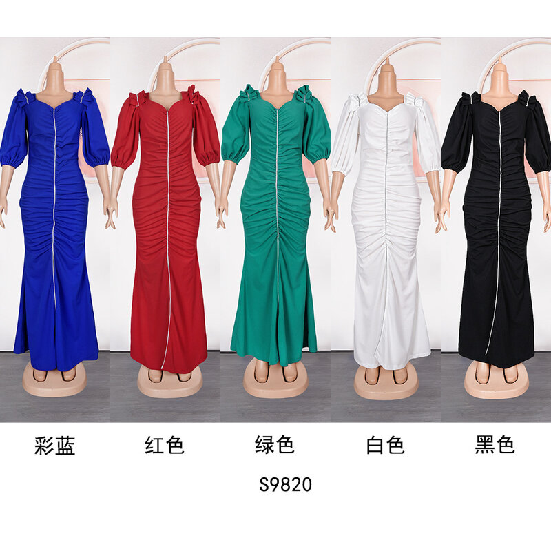 Jupe longue fendue slim pour femmes, robe africaine grande taille, mode européenne et américaine, S9820
