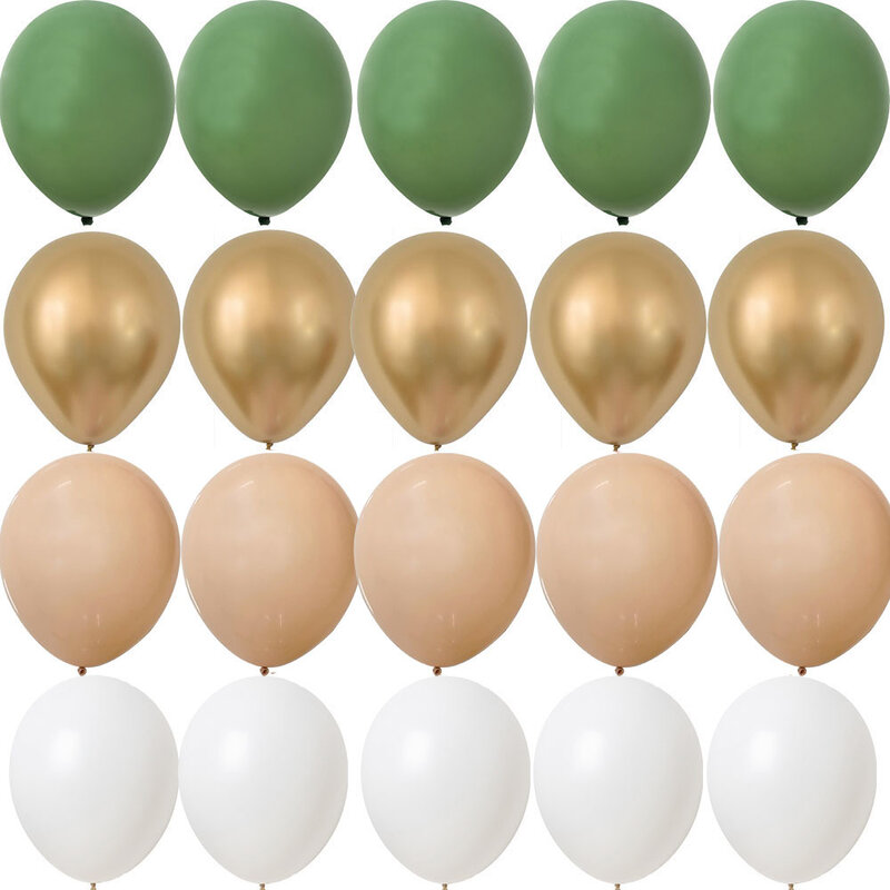 15/20 sztuk 10 cal zestaw balonów z Retro zielony biały złote kulki urodziny ślub rocznica dżungli lato Party Decor artykuły domowe