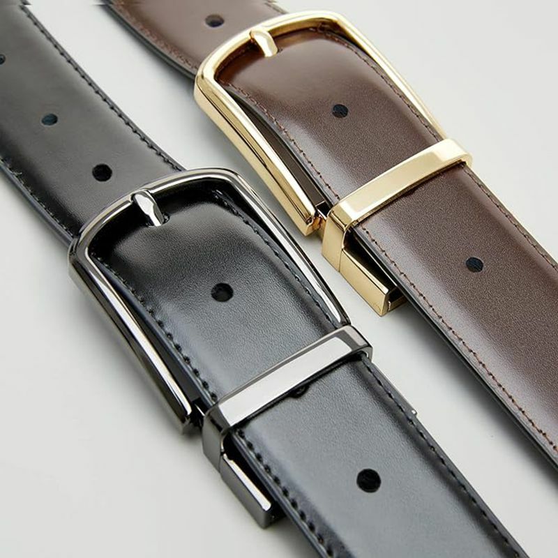 Reversible Leather Belts For Men Big and Tall 32"-62" Trim To Fit With Gift-Box