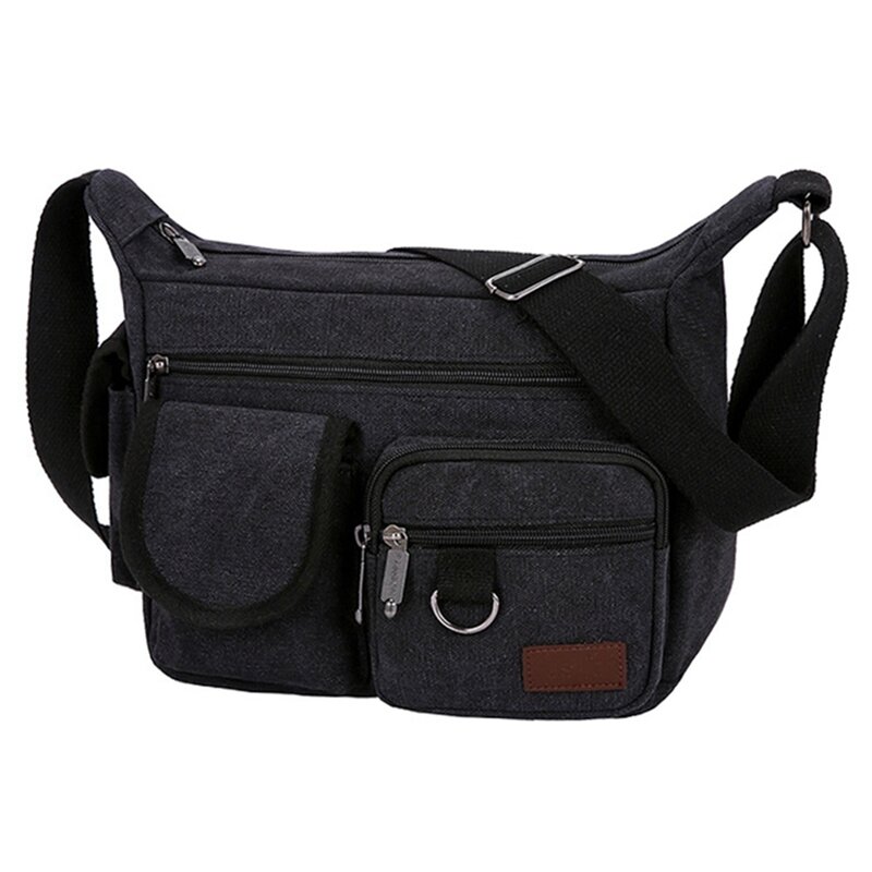 Multi-Pocket Canvas Men's Shoulder Bag Fashion Large Capacity Tool Bag Casual Men's Shoulder Messenger Bag