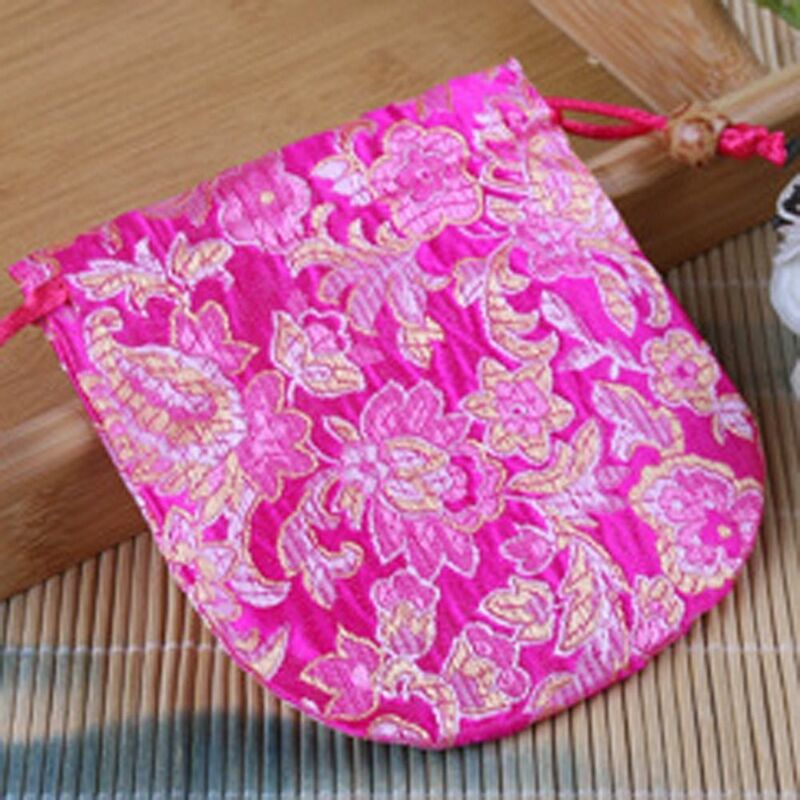 Chiński styl haftowany kwiat sznurek worek na cukier kwiat torebka sakiewka o dużej pojemności torba etniczna stylowy do przechowywania torba
