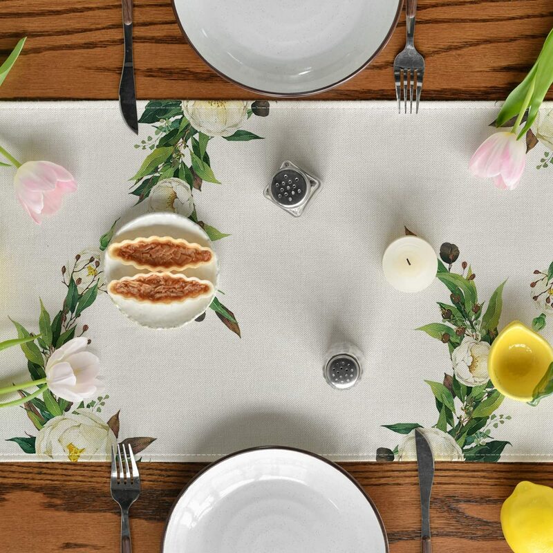 Hexagramm Blumen Passover Leinen Tisch Läufer Jüdische Frühling Urlaub Küche Esstisch Runner Dekoration für Home Party Decor