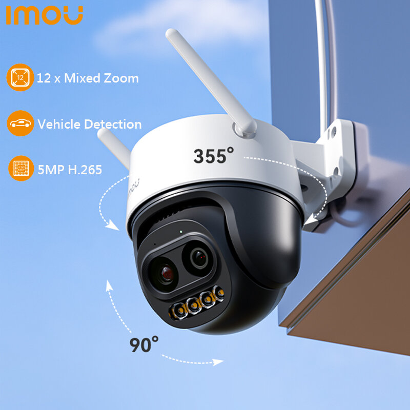 IMOU-cámara Cruiser Z 3K para exteriores, videocámara PTZ con WiFi, detección AI de vehículos, Zoom híbrido 12x, IP66, Audio bidireccional, visión nocturna colorida
