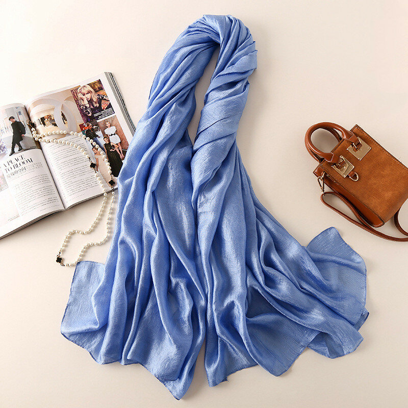 Bufanda de marca de lujo para mujer, chales lisos de lino y seda, Pashmina, Hijab, 2023x90Cm, 180