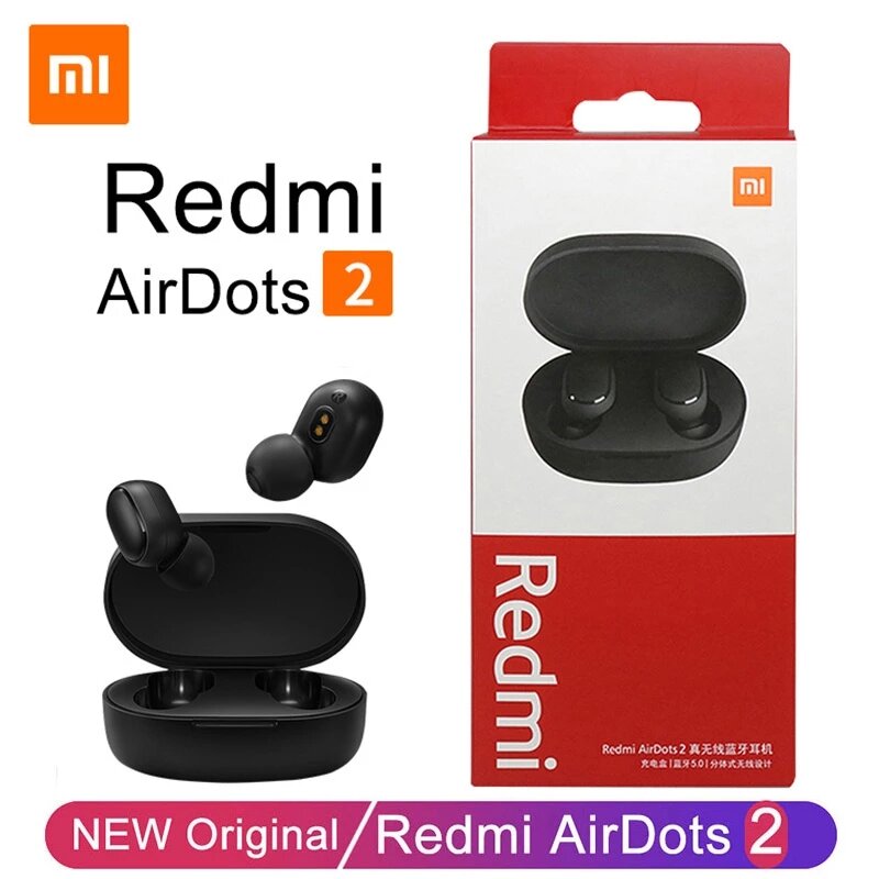 Xiaomi-redmi airdots 2ワイヤレスBluetoothヘッドセット,マイク付きイヤホン,新品