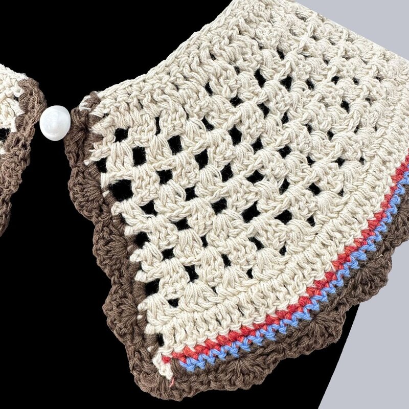 Colarinho falso tecido crochê artesanal, Lace Up Shawl, Colarinho de camisa destacável, Acessórios de vestuário