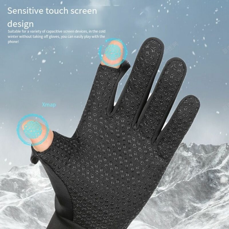 Sarung tangan jari penuh hangat tahan air pria wanita, sarung tangan salju panas layar sentuh untuk bersepeda berkendara di luar ruangan musim dingin