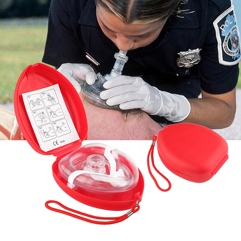 인공 호흡 단방향 호흡 밸브 마스크, 응급 처치 CPR 훈련 호흡 마스크, 보관함 포함, 응급 처치 용품