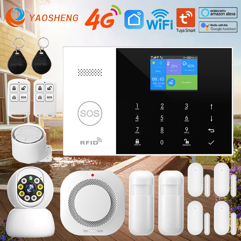 4G Alarmsysteem Beveiliging Thuis Wifi Alarme Residencial Draadloos Thuis Alarm Voor Tuya Smart Life Met Deur Sensor Werk Met Alexa