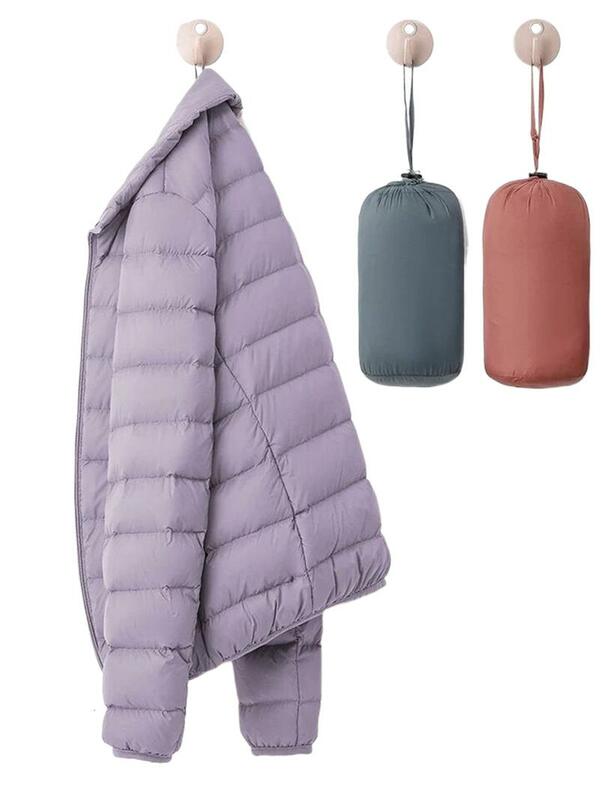 여성용 초경량 플러스 사이즈 얇은 다운 재킷, 슬림 숏 웜 코트, 덕 다운 코트, 여성 아우터, 7XL, 8XL, 2024 가을, 겨울