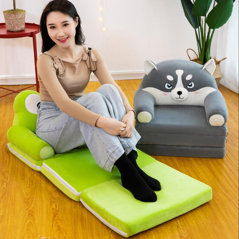 3/4 camadas de dobramento crianças sofá sofá preguiçoso softoy adequado para crianças/adultos/animais de estimação bonito animal/cartoon crianças sofá capa