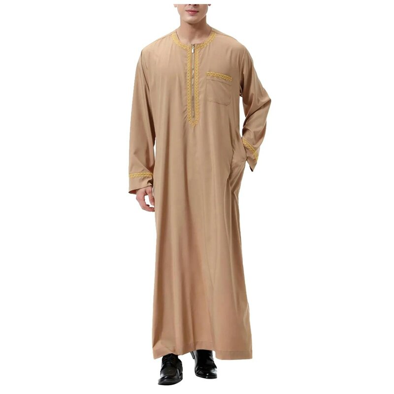 Abaya ropa musulmana para hombre, vestidos islámicos, caftán de Pakistán, Arabia Saudita, Jubba, Thobe marroquí, Dubai, musulmán, negro