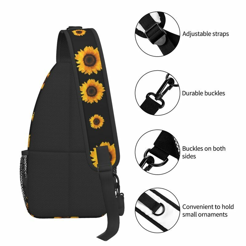 Moda wzór słonecznik Sling plecak typu Crossbody mężczyźni kwiat kwiatowy torba na klatkę piersiową na ramię do podróży
