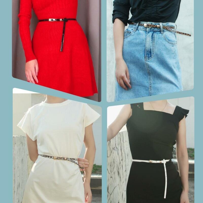 Fashion Thin Women's Belt For Dress Coat Shirt Jeans Pants Decoration Korean Version Candy Color Alloy Buckle PU Adjustable Belt