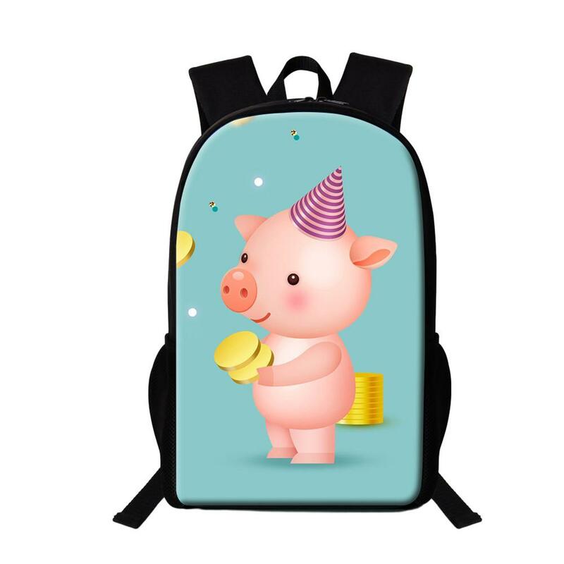 Cute Cartoon Pig Pattern School Bag, adolescente, crianças, meninas, meninos, mochilas casuais diárias, Book Bag, mulher, homem, Mochilas de viagem