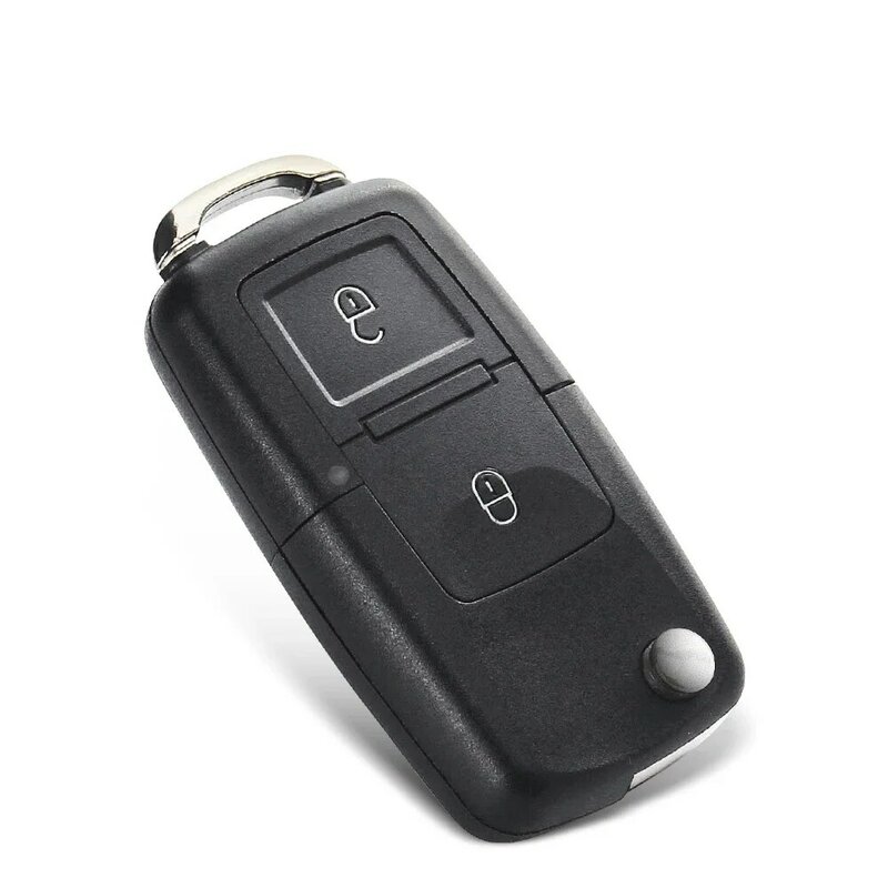 KEYYOU-Folding Car Key Shell Case, Flip Remoto Chave, 2 Botão, Volkswagen, VW Jetta, Golf, Passat, Beetle, Skoda, Assento, Polo B5