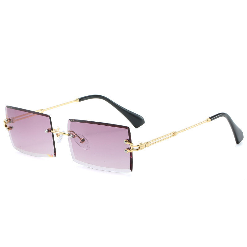 Gafas de sol Retro sin marco para mujer, anteojos de sol femeninos de diseñador de marca, a la moda, con degradado, sin marco, 2022