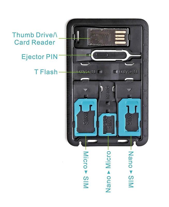 Adaptador de Mini tarjeta SIM Universal 5 en 1, Kits de estuche de almacenamiento para tarjeta Nano Micro SIM, soporte de tarjeta de memoria, funda de lector