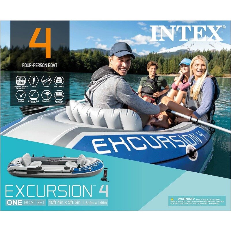 Seria ponton wycieczkowych INTEX: obejmuje Deluxe 54-metrowe wiosła do łodzi i wysokowydajną pompę-superwytrzymałe siedzenia z regulacją PVC