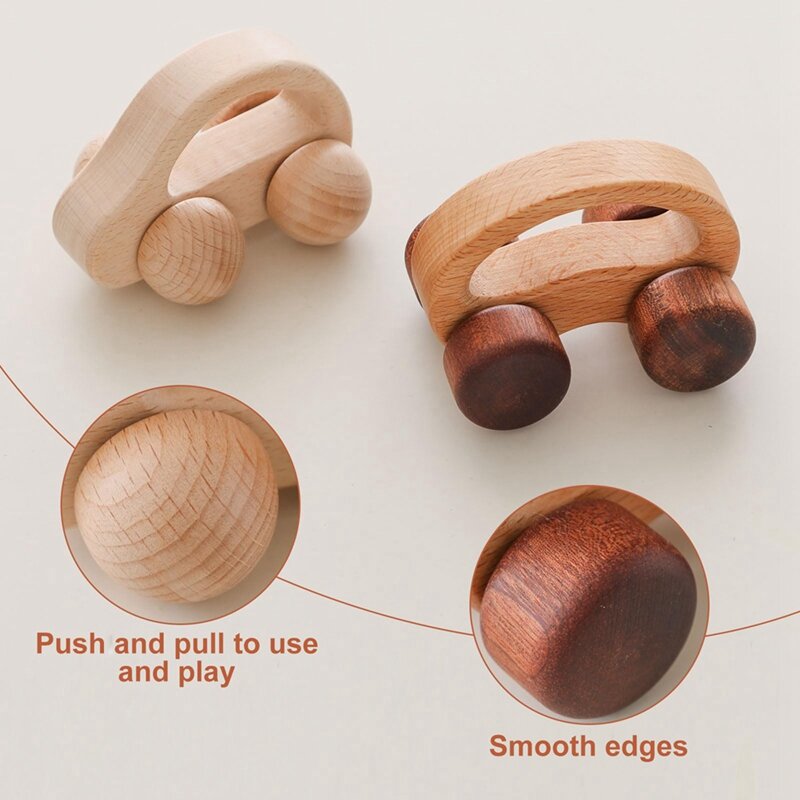 Wood Push Car For Toddler Baby Grip Toy Car Gifts For Boys And Girls,Push And Pull Toy Car