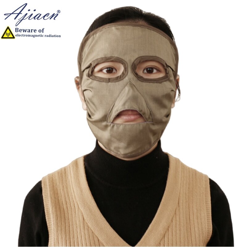 Mascarilla facial de tela de fibra de plata 100% antirradiación, protección contra radiación electromagnética para teléfono móvil, ordenador, TV