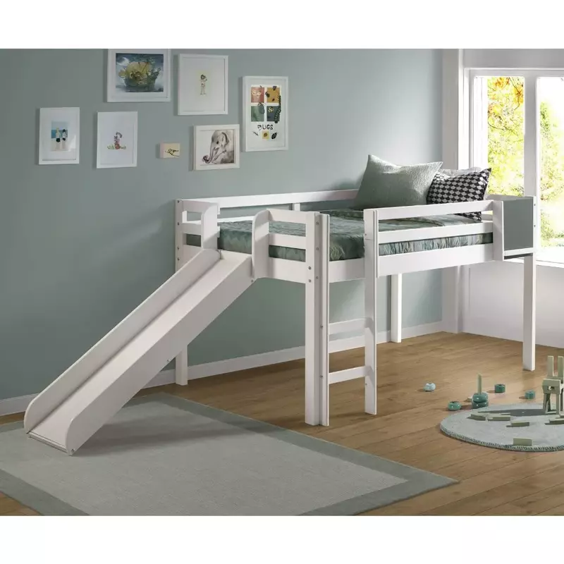 Moldura de cama de madeira pinho infantil, economia de espaço para crianças