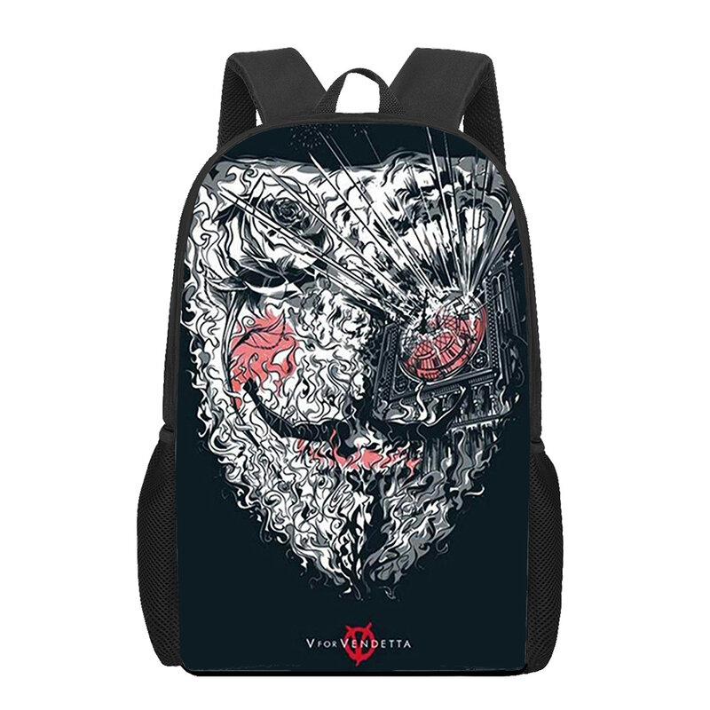 Ортопедический рюкзак для девочек и мальчиков, вместительный школьный ранец с 3D принтом V for Vendetta