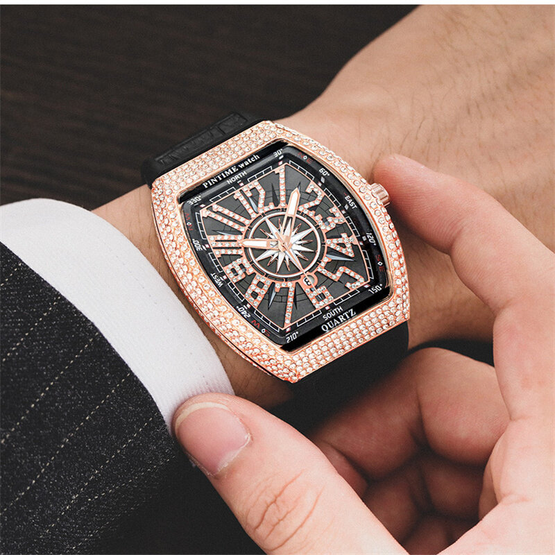 Top ยี่ห้อ Luxury นาฬิกาผู้ชาย Classic Tonneau กรณีปฏิทินควอตซ์นาฬิกาสำหรับชายนาฬิกา Hombre Relogio Masculino Drop Shipping
