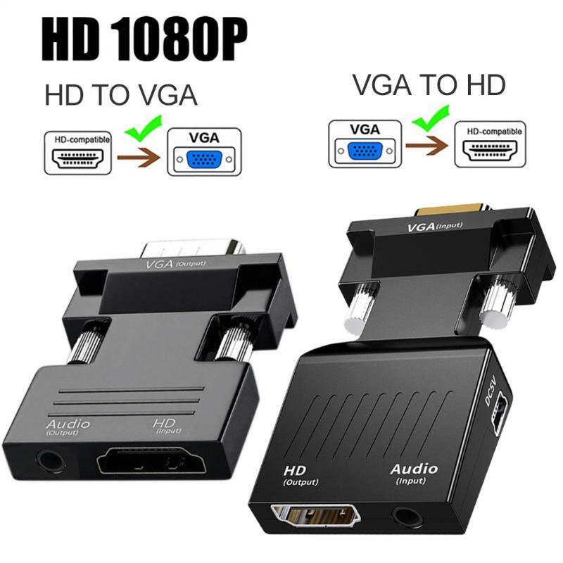 Kompatybilny z HDMI do konwerter VGA z kablem Audio 3.5mm dla PS4 PC Laptop TV Monitor projektor 1080P HD żeński do VGA męski adaptacja