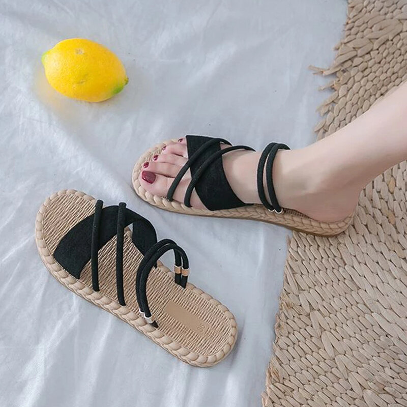 New 2023 Summer Shoes Woman Sandals Flat Sandalias Mujer Thin Strips Gladiator Beach Sandals Ladies Flip Flops Slides