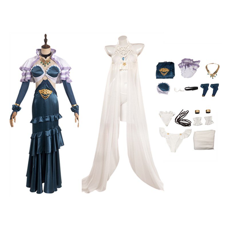 Overlord IV Albedo Cosplay Kostüm Erwachsene Frauen Fantasy Kleid Halskette Handschuhe Outfits Halloween Karneval Party Party Anzug