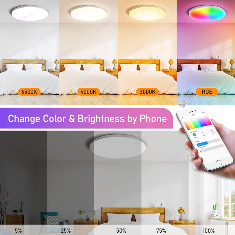 EWelink-lámpara de techo inteligente Zigbee 3,0, luz Led RGBCW de 24W para decoración del hogar, sala de estar, para Alexa y Google Home