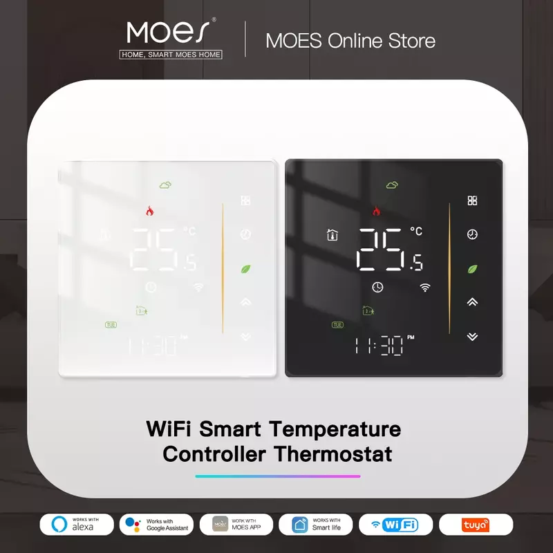 Termostato WiFi inalámbrico, controlador de temperatura ambiente de agua/calefacción eléctrica de suelo, caldera de Gas, humedad, Tuya, funciona con Alexa
