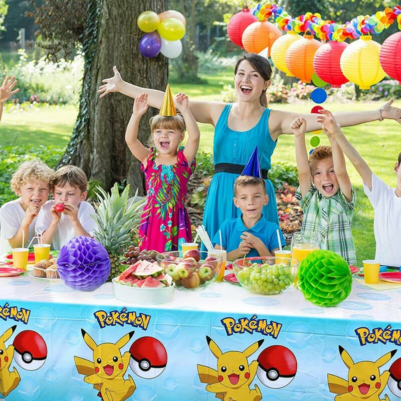 Pokemon dekorasi pesta ulang tahun balon Pikachu piring peralatan makan kertas latar belakang perlengkapan pesta anak laki-laki bayi