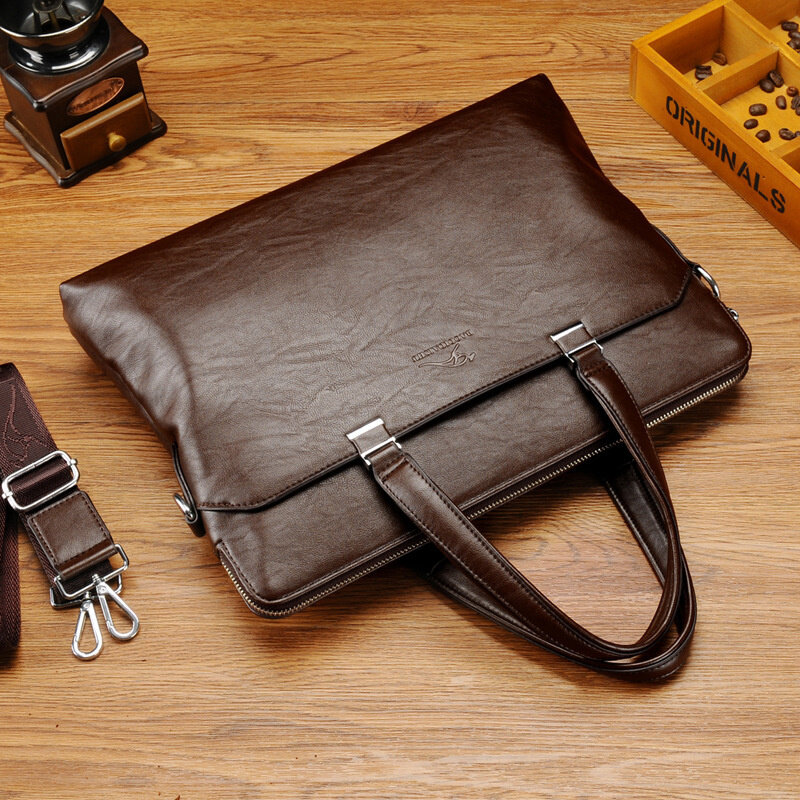 Luxury Men's Leather Briefcase Large Capacity Handbag Office Shoulder Messenger Bag Business Male Laptop Tote