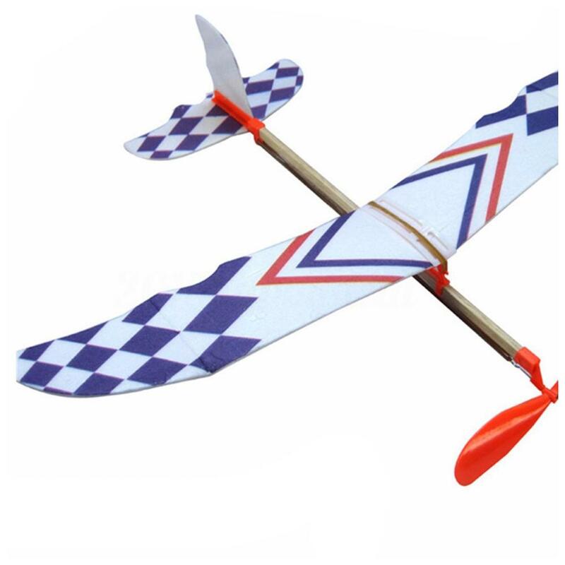 Educational Toy Christmas best gift Elastic Rubber Airplane DIY Foam Aircraft Powered Flying Glider Assembly Plane Model