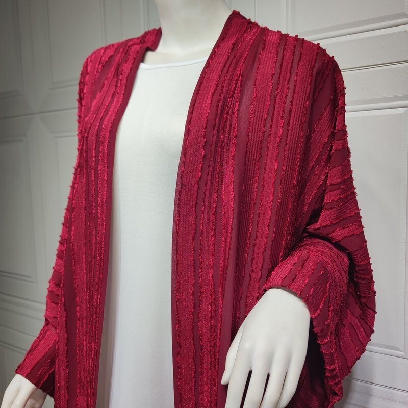 1PCS Women Ethnic Style Retro Cardigan Top Fashion Knit Jacket Saudi Arabian Style Breathable Solid Color Robe