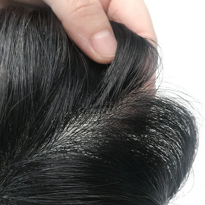 Biological Scalp Toupees 4mm-6mm PU Men Hair Toupee 1B Hair Capillary Prosthesis Breathable Male Wig Indian Human Hair System